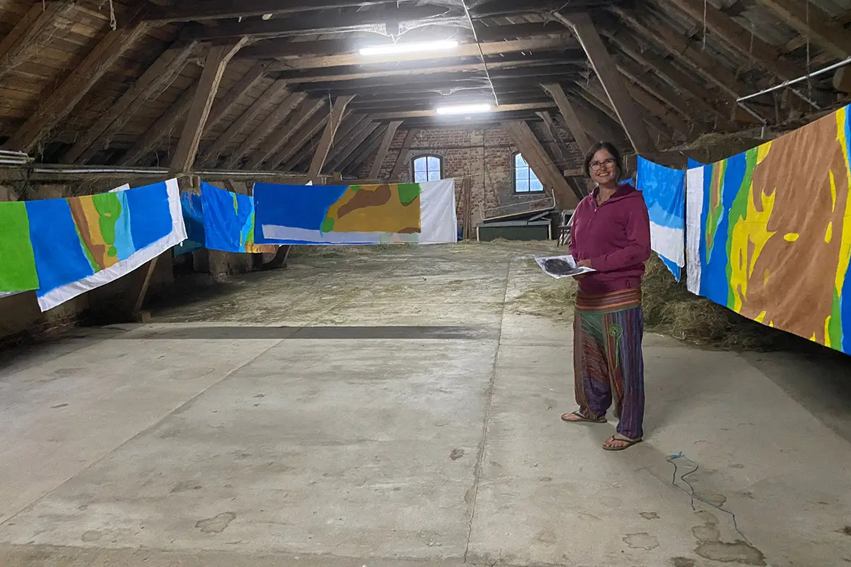 Kunstaktion Planet des Friedens – Trocknung Trocknung